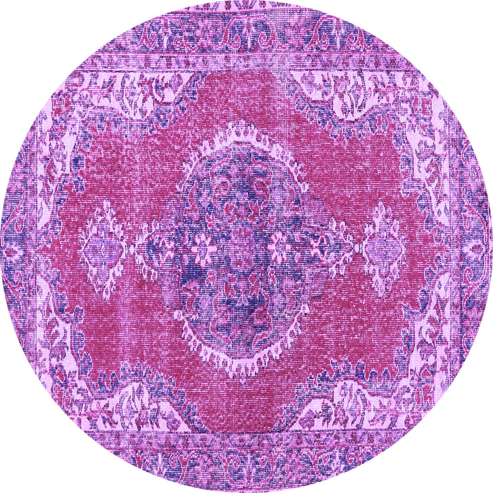 Round Machine Washable Persian Purple Traditional Area Rugs, wshtr3413pur