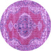 Round Machine Washable Persian Purple Traditional Area Rugs, wshtr3413pur