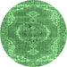 Round Persian Emerald Green Traditional Rug, tr3413emgrn