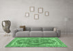 Machine Washable Persian Emerald Green Traditional Area Rugs in a Living Room,, wshtr3413emgrn