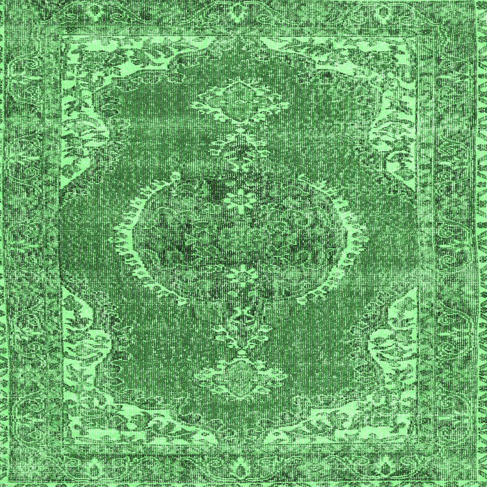 Square Machine Washable Persian Emerald Green Traditional Area Rugs, wshtr3413emgrn