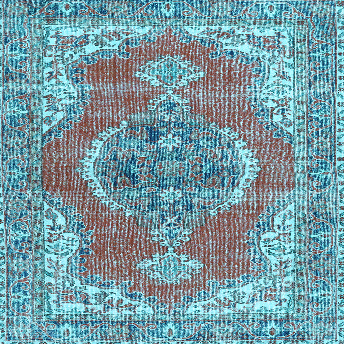 Square Machine Washable Persian Light Blue Traditional Rug, wshtr3413lblu