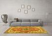 Machine Washable Persian Yellow Traditional Rug in a Living Room, wshtr3413yw