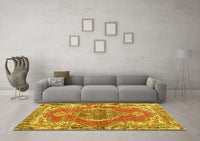 Machine Washable Persian Yellow Traditional Rug, wshtr3413yw