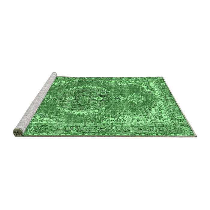 Sideview of Machine Washable Persian Emerald Green Traditional Area Rugs, wshtr3413emgrn