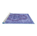 Sideview of Machine Washable Persian Blue Traditional Rug, wshtr3413blu