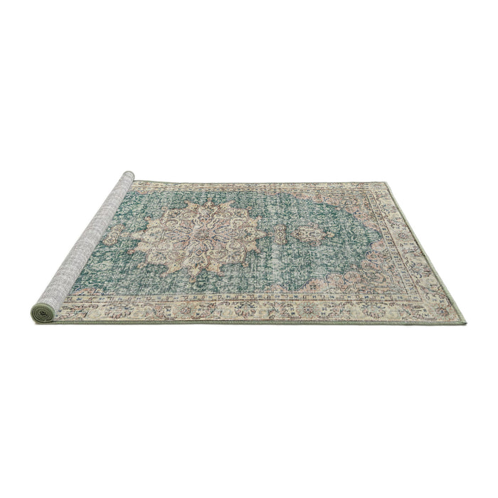 Sideview of Machine Washable Traditional Camouflage Green Rug, wshtr3414