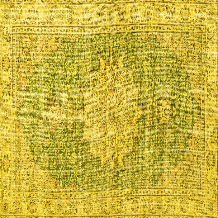 Square Machine Washable Persian Yellow Traditional Rug, wshtr3414yw
