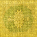 Square Machine Washable Persian Yellow Traditional Rug, wshtr3414yw