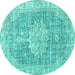 Round Persian Turquoise Traditional Rug, tr3414turq