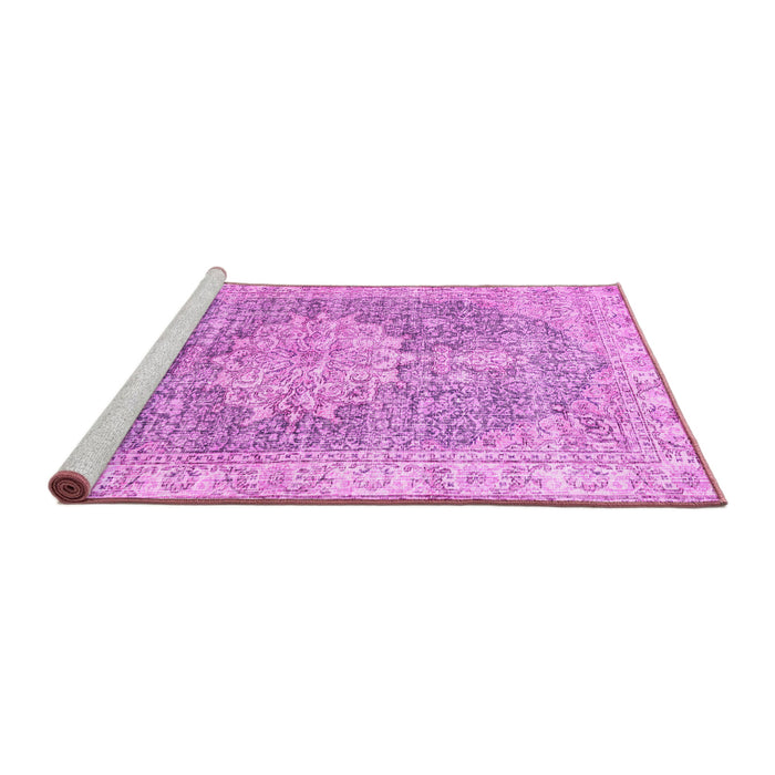 Sideview of Machine Washable Persian Pink Traditional Rug, wshtr3414pnk