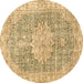 Round Persian Brown Traditional Rug, tr3414brn