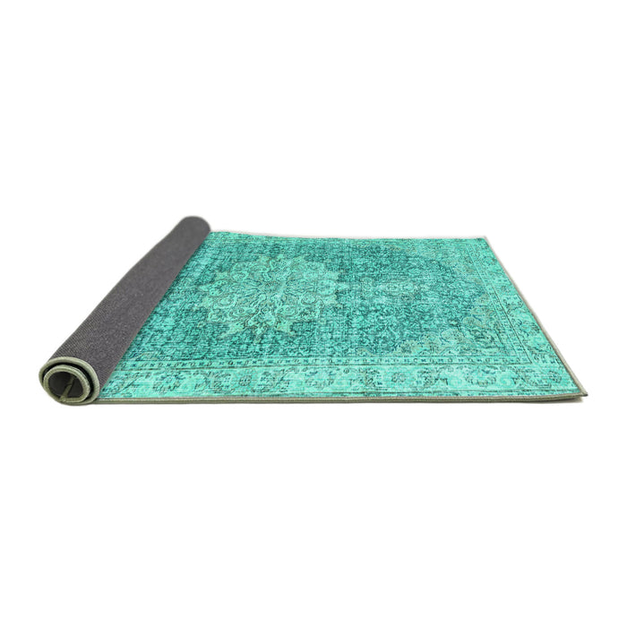 Sideview of Persian Turquoise Traditional Rug, tr3414turq