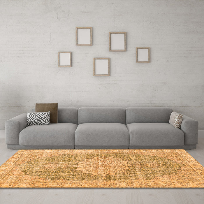 Machine Washable Persian Orange Traditional Area Rugs in a Living Room, wshtr3414org