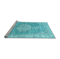 Sideview of Machine Washable Persian Light Blue Traditional Rug, wshtr3414lblu