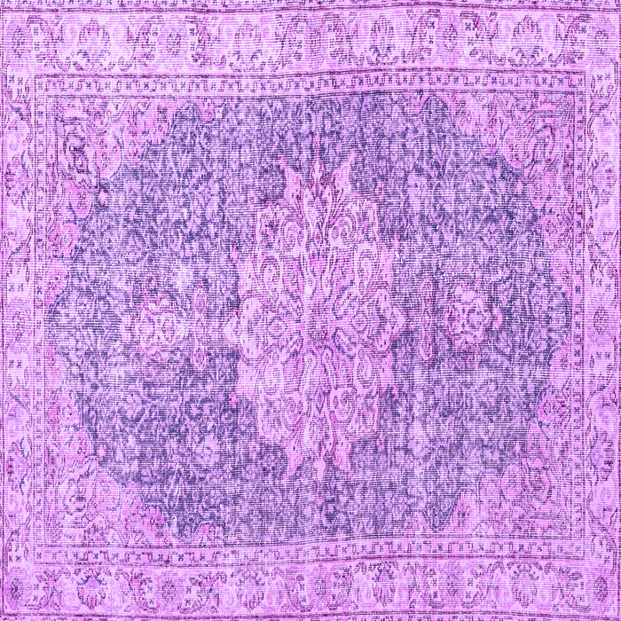 Square Machine Washable Persian Purple Traditional Area Rugs, wshtr3414pur