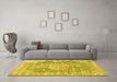 Machine Washable Persian Yellow Traditional Rug in a Living Room, wshtr3414yw