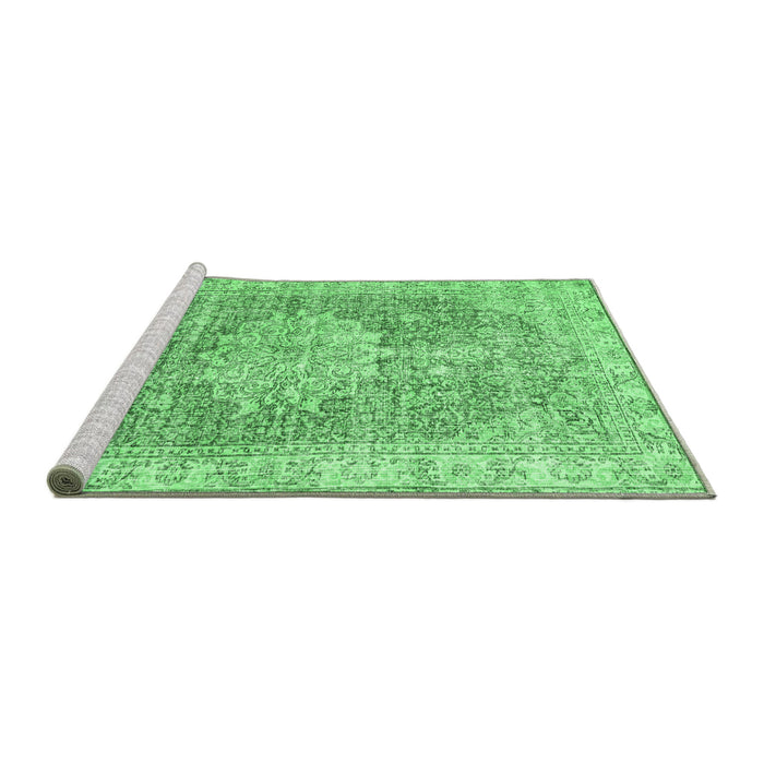 Sideview of Machine Washable Persian Emerald Green Traditional Area Rugs, wshtr3414emgrn