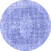 Round Persian Blue Traditional Rug, tr3414blu