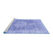 Sideview of Machine Washable Persian Blue Traditional Rug, wshtr3414blu