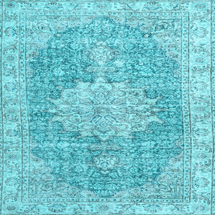 Square Machine Washable Persian Light Blue Traditional Rug, wshtr3414lblu
