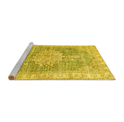 Sideview of Machine Washable Persian Yellow Traditional Rug, wshtr3414yw