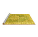 Sideview of Machine Washable Persian Yellow Traditional Rug, wshtr3414yw