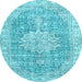 Round Persian Light Blue Traditional Rug, tr3414lblu