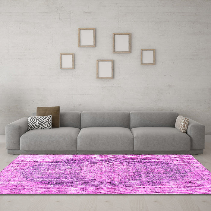 Machine Washable Persian Pink Traditional Rug in a Living Room, wshtr3414pnk