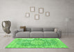 Machine Washable Persian Green Traditional Area Rugs in a Living Room,, wshtr3414grn