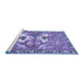 Sideview of Machine Washable Persian Blue Traditional Rug, wshtr3415blu