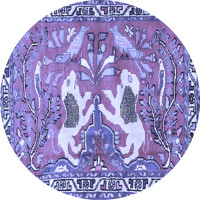 Round Persian Blue Traditional Rug, tr3415blu