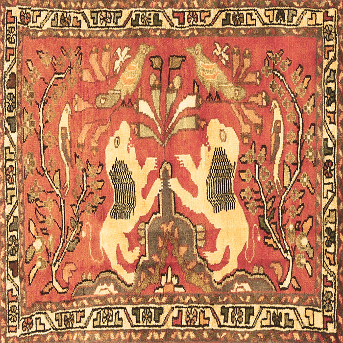 Square Persian Brown Traditional Rug, tr3415brn