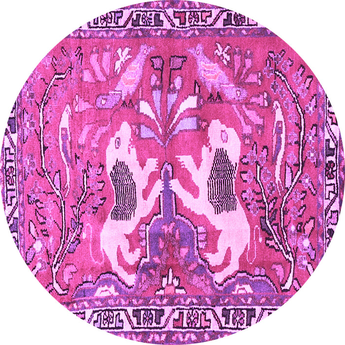 Round Persian Purple Traditional Rug, tr3415pur