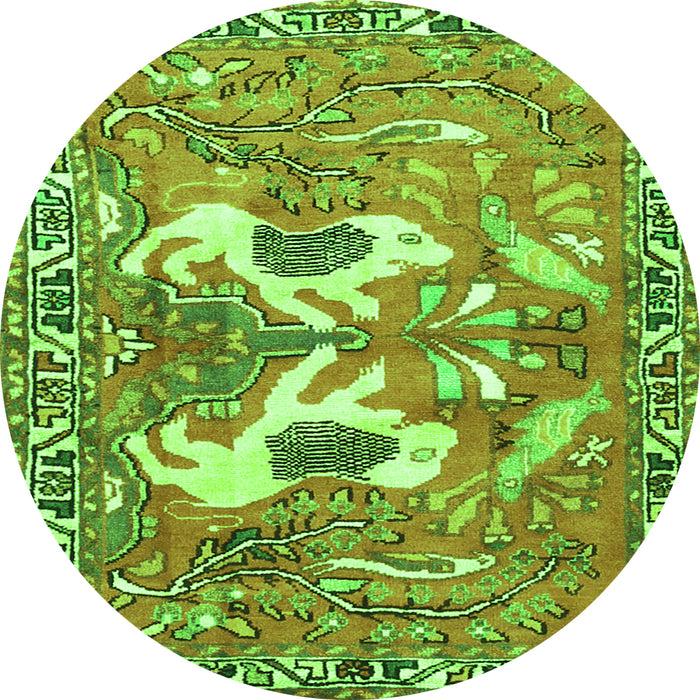 Machine Washable Persian Green Traditional Area Rugs, wshtr3415grn