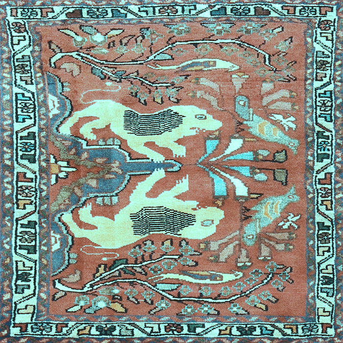 Square Machine Washable Persian Light Blue Traditional Rug, wshtr3415lblu