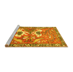 Sideview of Machine Washable Persian Yellow Traditional Rug, wshtr3415yw
