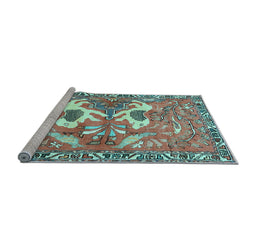 Sideview of Machine Washable Persian Light Blue Traditional Rug, wshtr3415lblu