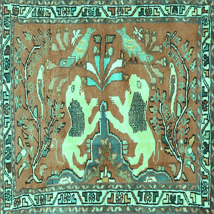 Square Persian Turquoise Traditional Rug, tr3415turq