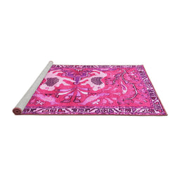 Sideview of Machine Washable Persian Pink Traditional Rug, wshtr3415pnk