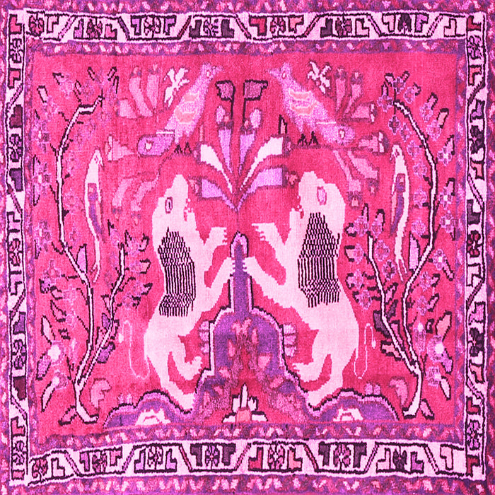 Square Machine Washable Persian Pink Traditional Rug, wshtr3415pnk