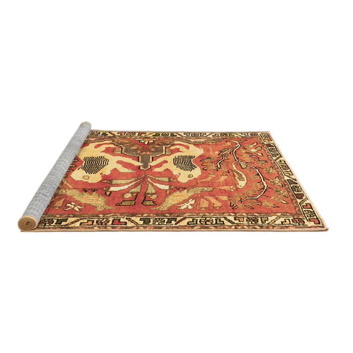 Sideview of Machine Washable Persian Brown Traditional Rug, wshtr3415brn