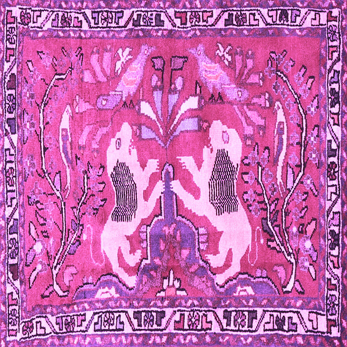 Square Machine Washable Persian Purple Traditional Area Rugs, wshtr3415pur