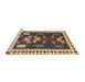 Sideview of Machine Washable Traditional Dark Brown Rug, wshtr3416