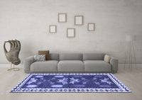 Machine Washable Persian Blue Traditional Rug, wshtr3416blu