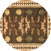 Round Persian Brown Traditional Rug, tr3416brn