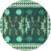 Round Persian Turquoise Traditional Rug, tr3416turq