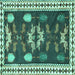 Square Machine Washable Persian Turquoise Traditional Area Rugs, wshtr3416turq