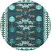 Round Persian Light Blue Traditional Rug, tr3416lblu