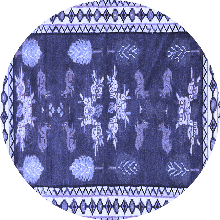 Round Machine Washable Persian Blue Traditional Rug, wshtr3416blu